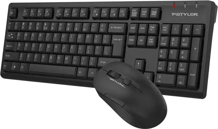 Wireless Keyboard & Mouse A4Tech FG1200, Fstyler 2.4G Multimedia Wireless Desktop Set, Black