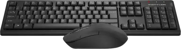 Set Desktop Wireless A4Tech FG1200 Fstyler, Tastatura cu Membrana Impermeabila si Mouse Optic, Conectivitate 2.4 GHz USB, 2000 DPI, Negru