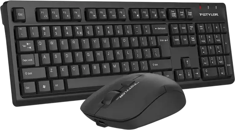 Set Desktop Wireless A4Tech FG1200 Fstyler, Tastatura cu Membrana Impermeabila si Mouse Optic, Conectivitate 2.4 GHz USB, 2000 DPI, Negru