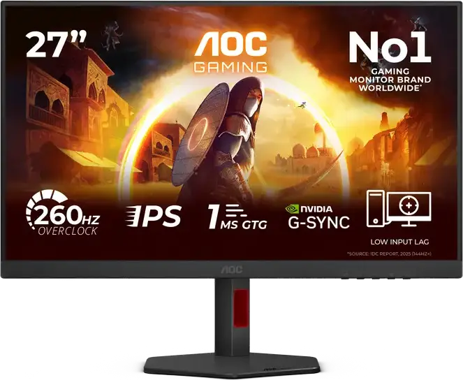 Monitor Gaming AOC 27G4ZR 27 inch Fast IPS, FHD 1920x1080, 260Hz OC, 0.3ms MPRT, HDR10, Compatibil G-SYNC, Reglabil pe Inaltime, VESA 100x100mm, Negru