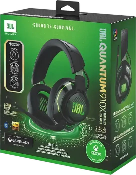 Casca Gaming Wireless JBL Quantum 910X, ANC, Audio Spatial Dual cu Head Tracking, Bluetooth 5.2, 2.4 GHz, Baterie 37h, pentru Xbox, PS, PC, Switch