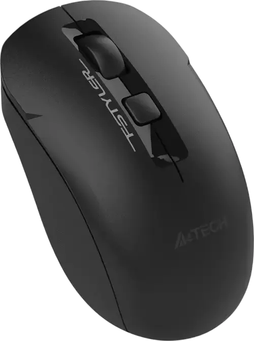 A4Tech Fstyler FG16S Wireless Optical Mouse, 2000 DPI Adjustable Sensor, Silent Buttons, Ambidextrous Design, USB Receiver, Black