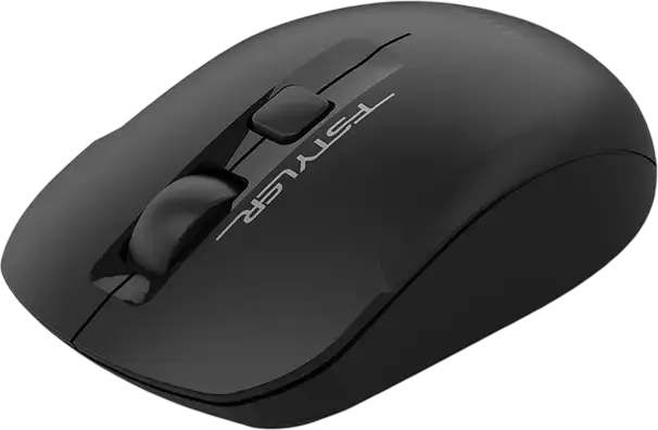 A4Tech Fstyler FG16S Wireless Optical Mouse, 2000 DPI Adjustable Sensor, Silent Buttons, Ambidextrous Design, USB Receiver, Black