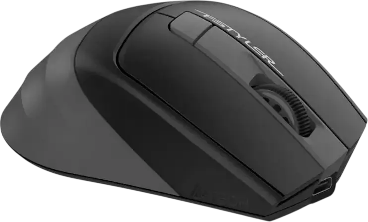 A4Tech Fstyler FG35CS Plus Wireless Mouse, Grey, 2.4 GHz, Silent Clicks, Adjustable DPI 1000-3200, Rechargeable Battery, USB-C Charging, 6 Buttons