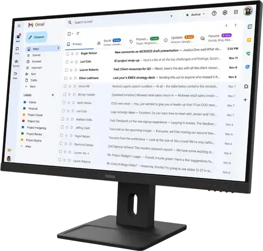 Монитор Lenovo ThinkVision E27-40 27 дюймов FHD IPS, 1920x1080, 100Гц, 4мс, антибликовый, HDMI, DisplayPort, VGA, встроенные динамики, VESA, черный