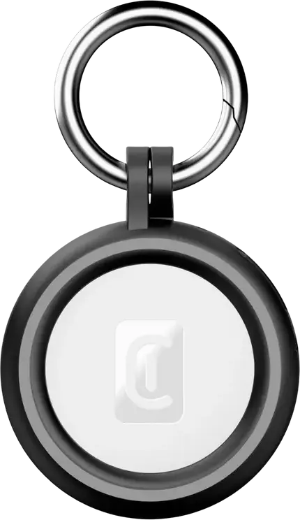 Cellularline Hard Shell Ring for Apple AirTag and Tracy Tag, AIRTAGHARDSHELLK, Rigid Protective Case with Integrated Carabiner, Black