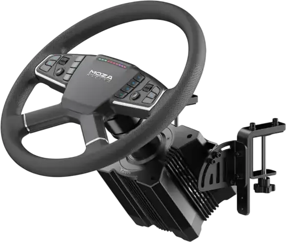 MOZA Racing TSW Clamp for Truck Wheel, High-Strength Steel Mounting Bracket, 0-75 Degree Tilt Adjustment, Compatible with all MOZA Wheel Bases, Black