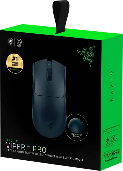 Mouse Gaming Wireless Razer Viper V4 Pro, Senzor Optic Gen-2 Focus Pro 50,000 DPI, Rata de Polling 8000 Hz, HyperSpeed Wireless Gen-2, 49-50g