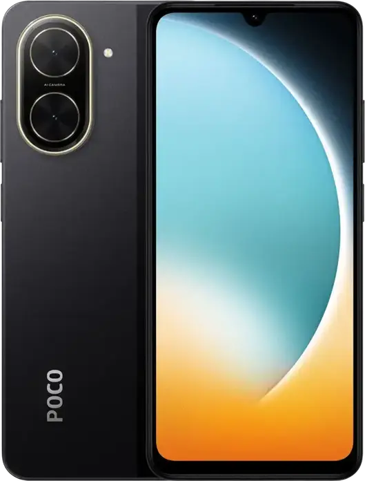Смартфон Xiaomi Poco C71, Черный, экран 6.88 дюйма 120Гц IPS LCD, процессор Unisoc T7250 Octa-core, 4ГБ ОЗУ, 128ГБ ПЗУ, аккумулятор 5200мАч, камера 32МП, Android 15, 4G