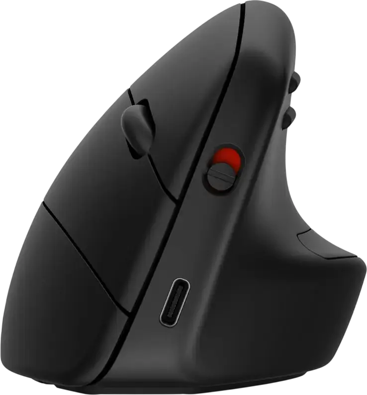 HP 920 Ergonomic Wireless Mouse 6H1A4AA, Vertical Optical Mouse, Bluetooth & 2.4GHz RF, 4000 dpi, Rechargeable Li-Ion Battery, USB-C Charging, Black