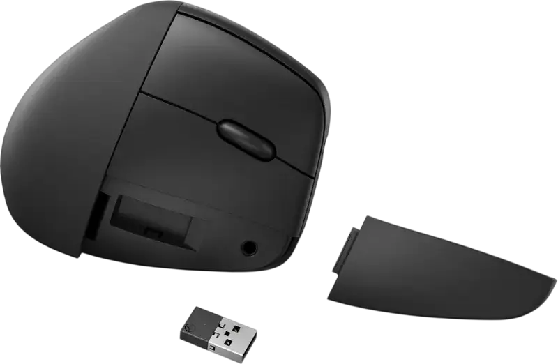 HP 920 Ergonomic Wireless Mouse 6H1A4AA, Vertical Optical Mouse, Bluetooth & 2.4GHz RF, 4000 dpi, Rechargeable Li-Ion Battery, USB-C Charging, Black