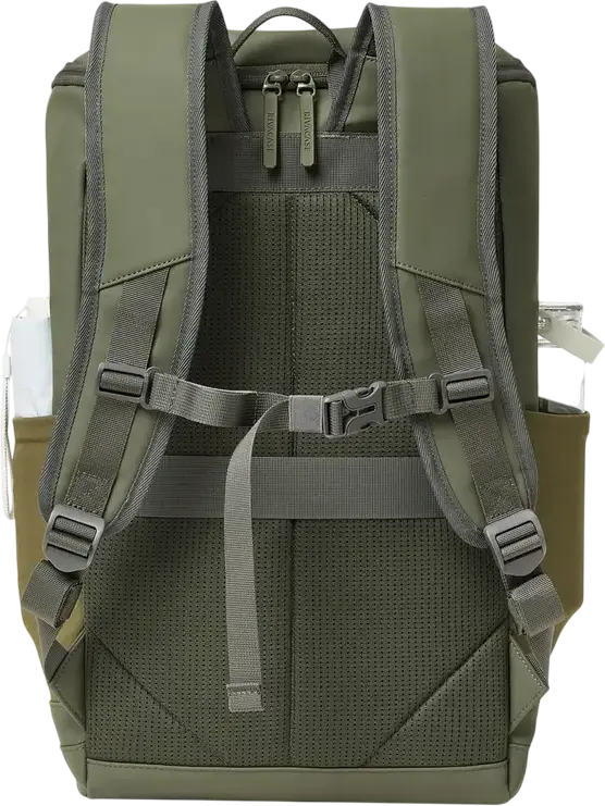 Rivacase Eden-Eco 7856 Urban Backpack 20L for 15.6 inch Laptop and 11 inch Tablet, Water Resistant RPET PU Leather, Olive Green