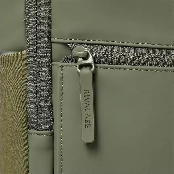 Rivacase Eden-Eco 7856 Urban Backpack 20L for 15.6 inch Laptop and 11 inch Tablet, Water Resistant RPET PU Leather, Olive Green