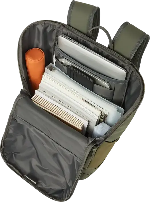 Rivacase Eden-Eco 7856 Urban Backpack 20L for 15.6 inch Laptop and 11 inch Tablet, Water Resistant RPET PU Leather, Olive Green