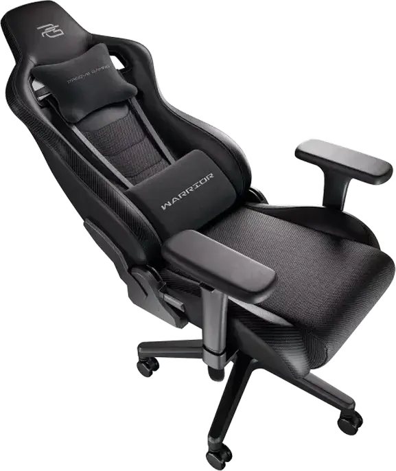 Proove Warrior GCWR0001011 Gaming Chair, Black Semi-PU Leather and Breathable Mesh, 4D Armrests, Frog Mechanism, Class 4 Gas Lift, 136kg Max Load