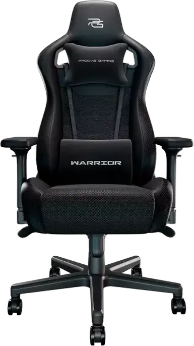 Proove Warrior GCWR0001011 Gaming Chair, Black Semi-PU Leather and Breathable Mesh, 4D Armrests, Frog Mechanism, Class 4 Gas Lift, 136kg Max Load