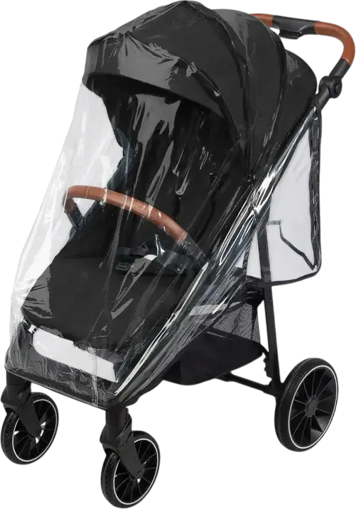 Căruța pentru bebeluși Caretero Elma, Neagră, 0 luni - 4 ani, Max 22kg, Roți EVA cu amortizare, Centură de siguranță în 5 puncte, Cu Ploaie și Huscă pentru picioare
