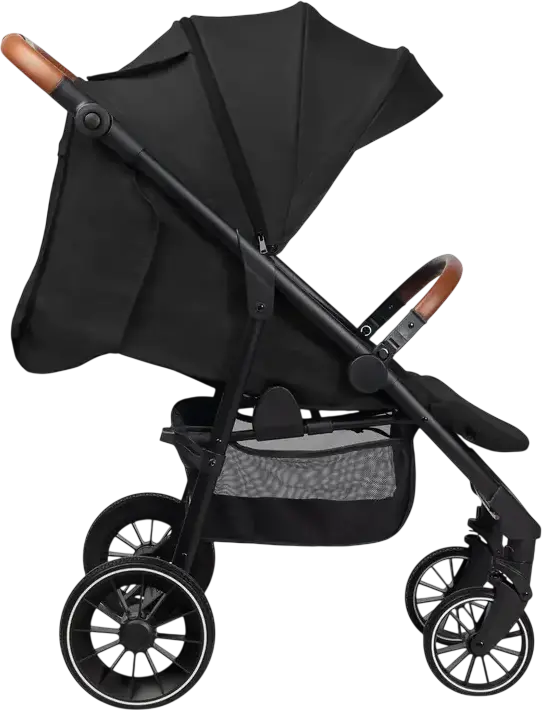 Căruța pentru bebeluși Caretero Elma, Neagră, 0 luni - 4 ani, Max 22kg, Roți EVA cu amortizare, Centură de siguranță în 5 puncte, Cu Ploaie și Huscă pentru picioare