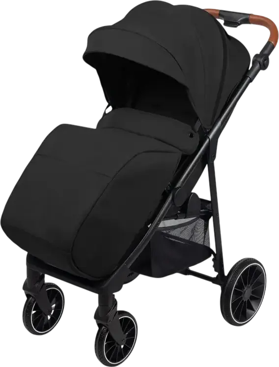 Căruța pentru bebeluși Caretero Elma, Neagră, 0 luni - 4 ani, Max 22kg, Roți EVA cu amortizare, Centură de siguranță în 5 puncte, Cu Ploaie și Huscă pentru picioare