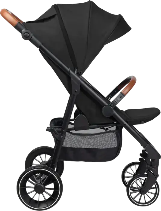 Căruța pentru bebeluși Caretero Elma, Neagră, 0 luni - 4 ani, Max 22kg, Roți EVA cu amortizare, Centură de siguranță în 5 puncte, Cu Ploaie și Huscă pentru picioare