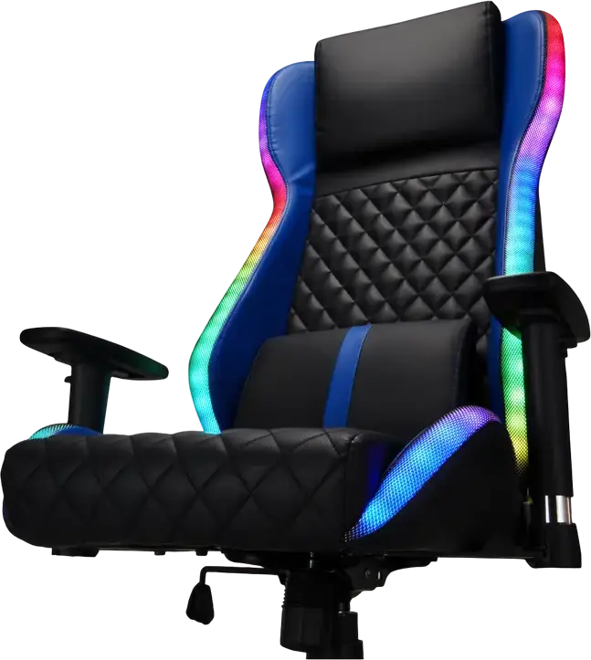 Lumi CH09-7 Gaming Chair, RGB Ambient Lighting, PU/PVC Leather, 2D Adjustable Armrests, 155 Degree Recline, Class 3 Gas Lift, Max Load 150kg