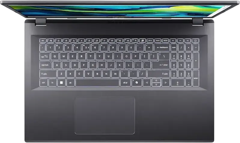 Laptop Acer Aspire 17 A17-51M 17.3" FHD IPS Anti-Glare, Intel Core 7 150U, 16GB LPDDR5, 512GB SSD NVMe, Linux eShell, Tastatura Retroiluminata, Steel Gray