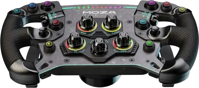 MOZA GS V2P GT Steering Wheel, 300mm Forged Carbon Fiber Rim, Perforated Microfiber Leather Grips, 28+ Programmable Inputs, RGB LED, Windows