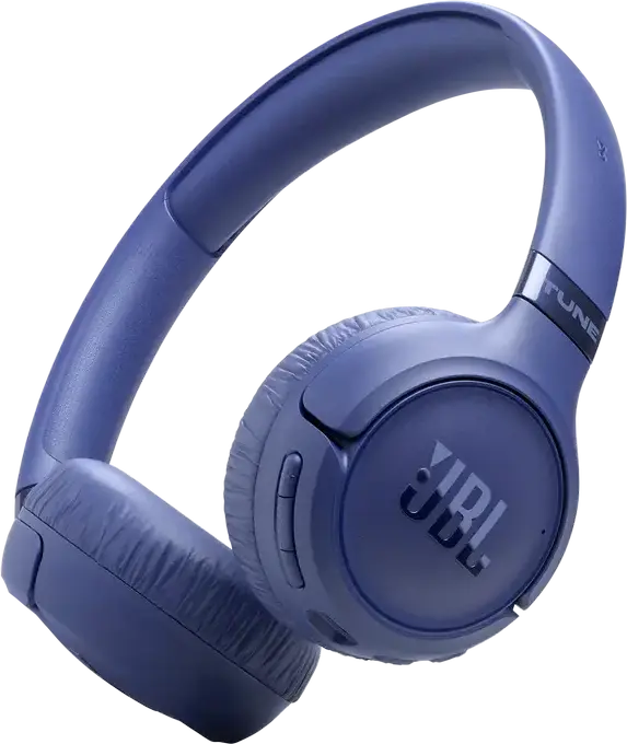 JBL Tune 680NC Wireless and Wired On-Ear Headphones, Blue, Adaptive Active Noise Cancelling, Pure Bass Sound, Spatial Sound, 76h Battery, Multipoint Connection, 1.2m Cable