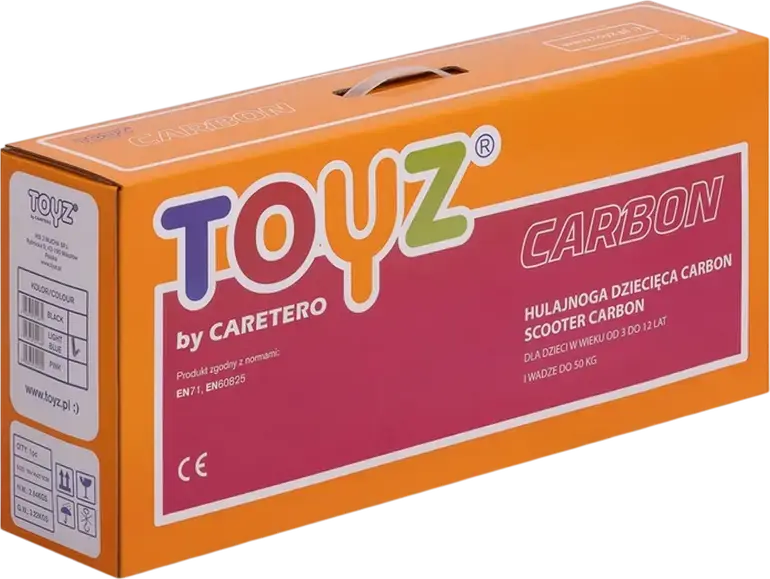 Caretero Toyz Carbon 3-Wheel Kids Scooter, Aluminum Frame, Luminous LED Wheels and Light Strip, Max Load 50kg, Ages 3-12 Years