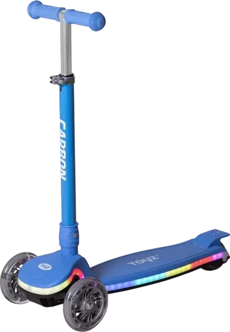 Caretero Toyz Carbon 3-Wheel Kids Scooter, Aluminum Frame, Luminous LED Wheels and Light Strip, Max Load 50kg, Ages 3-12 Years
