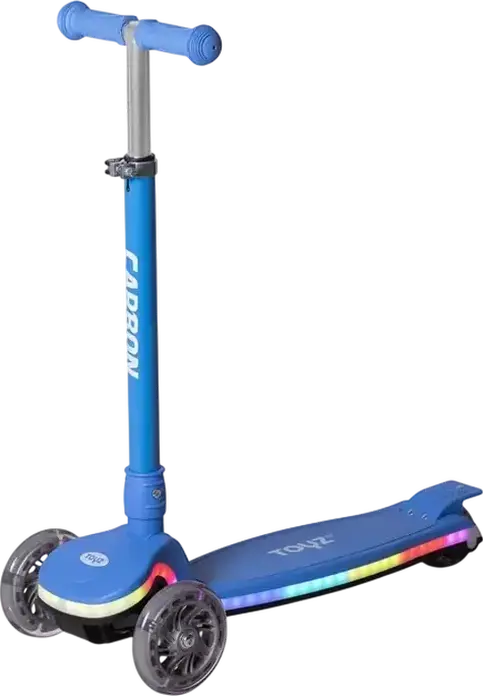 Caretero Toyz Carbon 3-Wheel Kids Scooter, Aluminum Frame, Luminous LED Wheels and Light Strip, Max Load 50kg, Ages 3-12 Years
