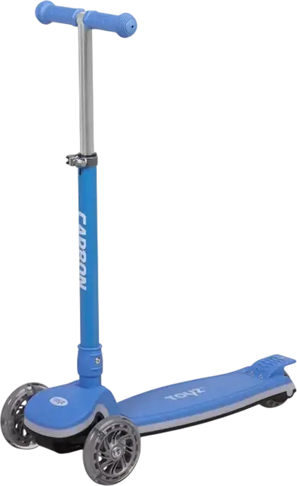 Caretero Toyz Carbon 3-Wheel Kids Scooter, Aluminum Frame, Luminous LED Wheels and Light Strip, Max Load 50kg, Ages 3-12 Years
