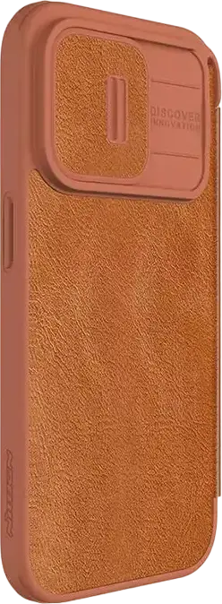 Nillkin Qin Pro Leather Wallet Case for iPhone 15 Pro Max, CamShield Slide Camera Cover, Premium PU Leather & TPU Flip Shell with Card Slots