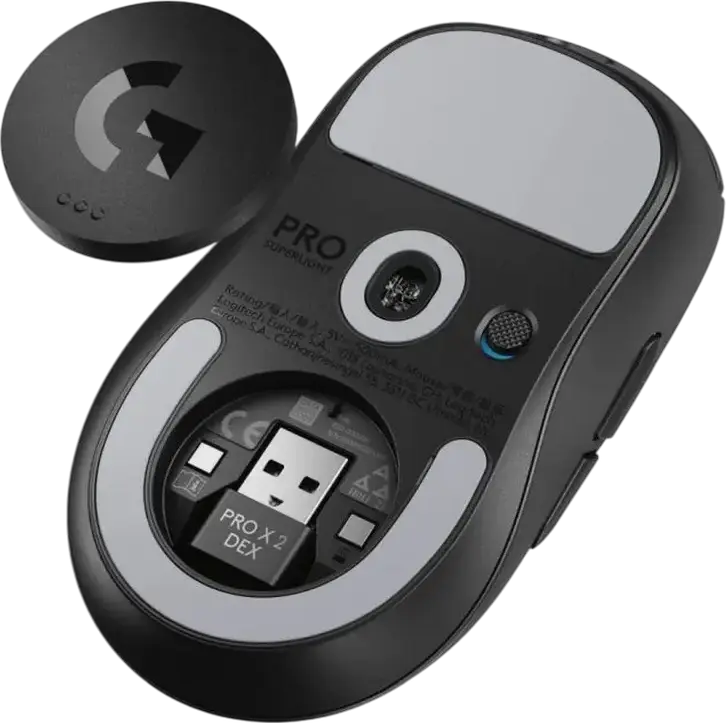 Mouse Gaming Wireless Logitech G PRO X Superlight 2 DEX, Senzor HERO 2 44,000 DPI, Rata Polling 8,000 Hz, Switch-uri Hibride LIGHTFORCE, 60g, Negru