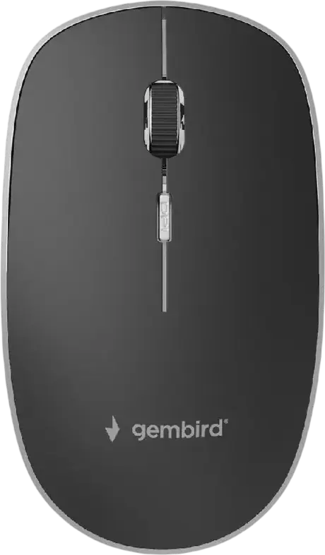 Беспроводная бесшумная оптическая мышь Gembird MUSW-4BSC-01, 2.4 ГГц RF, приемник USB Type-C, разрешение до 1600 DPI, 4 кнопки, амбидекстер, черный