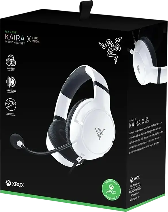 Razer Kaira Wireless Gaming Headset for Xbox Series X|S and Xbox One, White, 50mm Triforce Titanium Drivers, HyperClear Cardioid Mic, FlowKnit Memory Foam