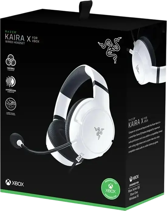 Razer Kaira Wireless Gaming Headset for Xbox Series X|S and Xbox One, White, 50mm Triforce Titanium Drivers, HyperClear Cardioid Mic, FlowKnit Memory Foam
