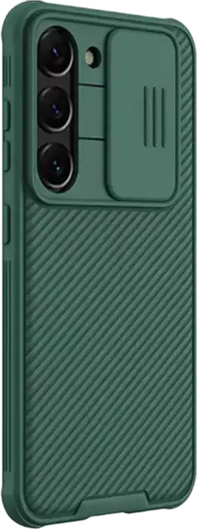 Чехол Nillkin CamShield Pro для Samsung Galaxy S23+, Темно-зеленый, гибридный корпус PC TPU с раздвижной шторкой камеры, противоударные углы, антиотпечатки