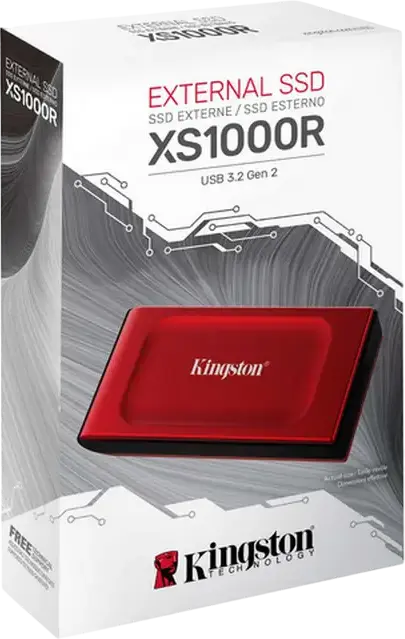 Kingston XS1000 External Portable SSD 2 TB, USB 3.2 Gen 2, Up to 1,050MB/s Read and 1,000MB/s Write, Compact Metal and Plastic Design, Red Dot Award 2024
