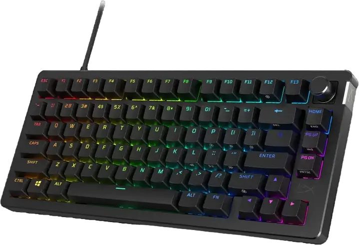 HyperX Alloy Rise 75 Wired Mechanical Gaming Keyboard, 75% Form Factor, Hot-Swappable Pre-lubed Linear Switches, PBT Keycaps, Gasket Mount, 8000Hz Polling, RGB