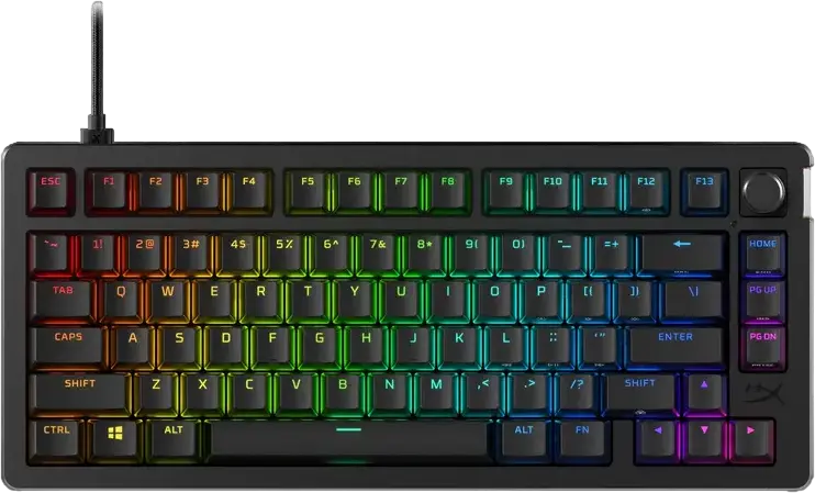HyperX Alloy Rise 75 Wired Mechanical Gaming Keyboard, 75% Form Factor, Hot-Swappable Pre-lubed Linear Switches, PBT Keycaps, Gasket Mount, 8000Hz Polling, RGB