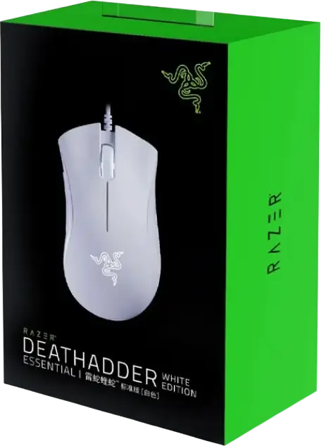 Razer DeathAdder Essential Wired Gaming Mouse, 6400 DPI Optical Sensor, 5 Programmable Buttons, Right-Handed Ergonomic Design, White, USB