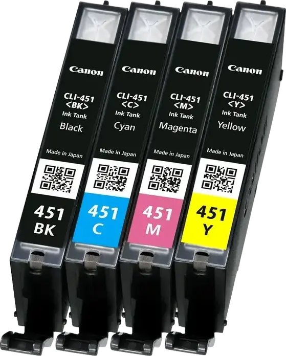 Комплект картриджей Canon CLI-451 для PIXMA iP7240 iP8740 iX6840 MG MG7540 MX924, чернила ChromaLife100+, набор из 4 цветов: черный, голубой, пурпурный, желтый