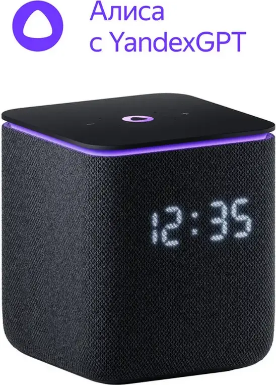 Boxă Inteligentă Yandex Station Midi YNDX-00054 cu Asistent Vocal Alisa, YandexGPT, Hub Zigbee, Putere 24W RMS, Bluetooth 5.0, Wi-Fi, Ceas LED, Negru