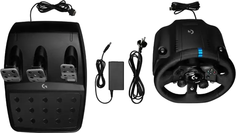 Logitech G923 Racing Wheel and 3-Pedal Set for Xbox Series X|S, Xbox One, Windows, Dual-Motor Force Feedback with TRUEFORCE, Hand-Stitched Leather, Black