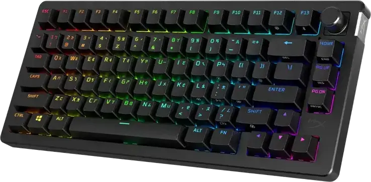 HyperX Alloy Rise 75 Wireless Mechanical Gaming Keyboard, 75% Form Factor, Hot-Swappable Pre-lubed Linear Switches, PBT Keycaps, Gasket Mount, 8000Hz Polling, RGB