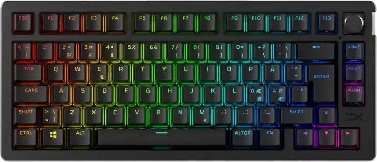 HyperX Alloy Rise 75 Wireless Mechanical Gaming Keyboard, 75% Form Factor, Hot-Swappable Pre-lubed Linear Switches, PBT Keycaps, Gasket Mount, 8000Hz Polling, RGB