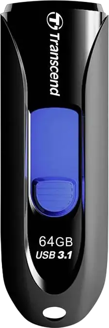 Transcend JetFlash 790 64GB USB 3.1 Gen 1 Flash Drive, Black, USB Type-A Capless Slide-out Design, Compatible with Windows, macOS, Linux, Android