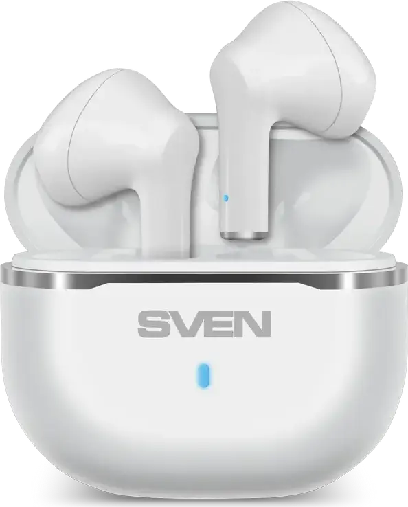 SVEN E-190B True Wireless Stereo TWS In-Ear Headphones, Bluetooth 5.3, 13mm Drivers, Touch Controls, USB Type-C, White