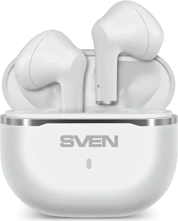 SVEN E-190B True Wireless Stereo TWS In-Ear Headphones, Bluetooth 5.3, 13mm Drivers, Touch Controls, USB Type-C, White